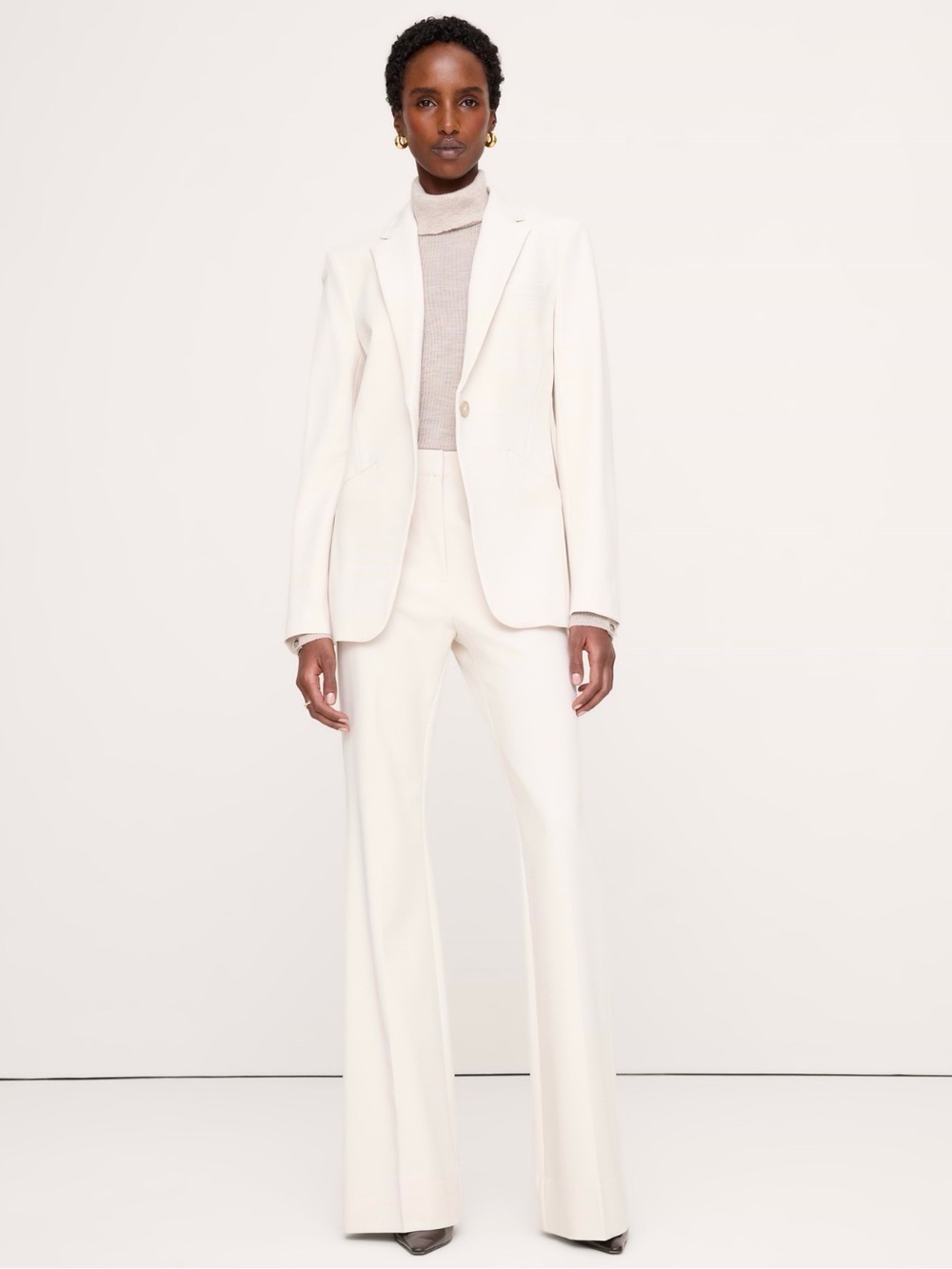 Banana Republic High-Rise Modern Flare City Stretch Pant, Cream White, 4P